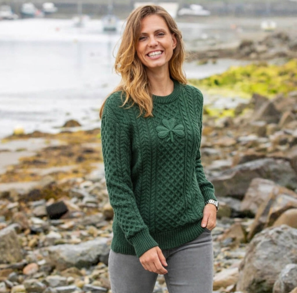 Ladies Green Shamrock Jumper