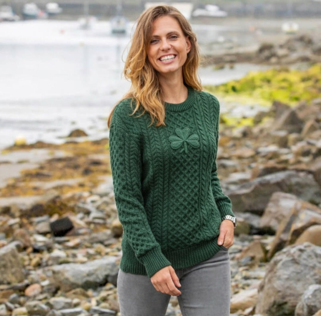 Ladies Green Shamrock Jumper